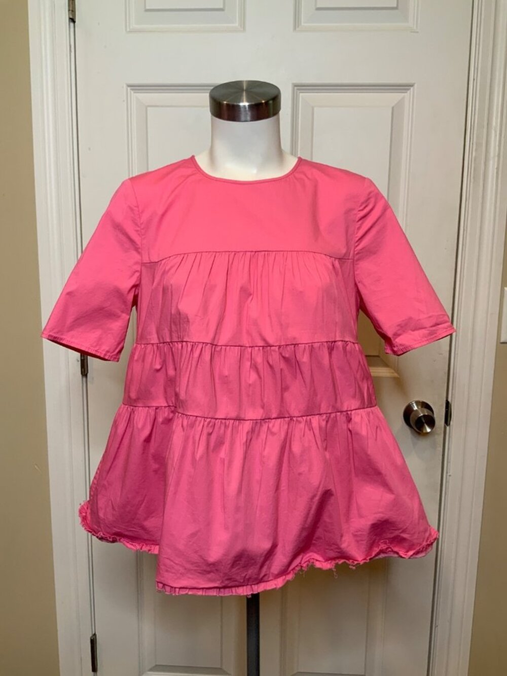 StaudPink Babydoll Short Sleeve Top, Size S